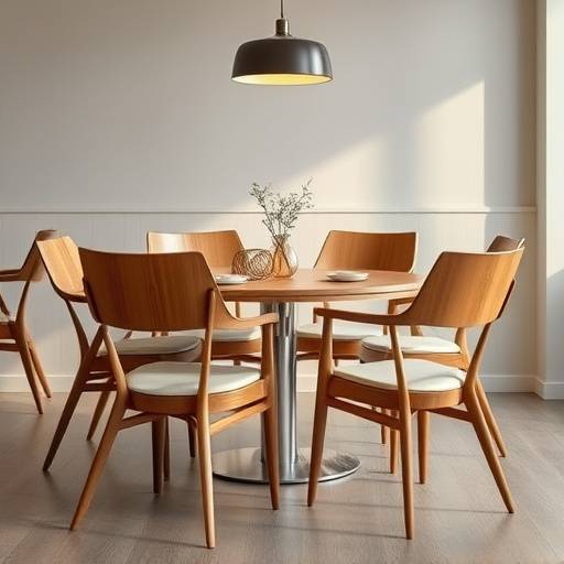 Elegantes cadeiras de madeira com design moderno e confortável para sala de jantar.