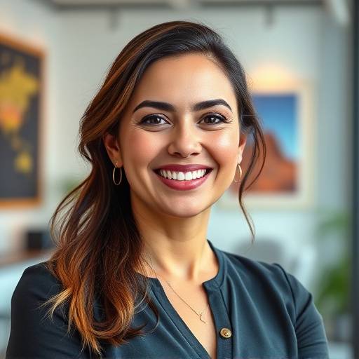 Retrato de Ana Souza, consultora de vendas da ArtMobili, sorrindo e pronta para atender os clientes com profissionalismo.